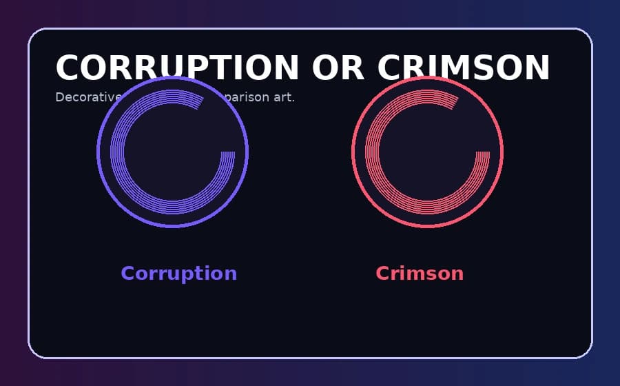 Original decorative world-path comparison art for Corruption and Crimson