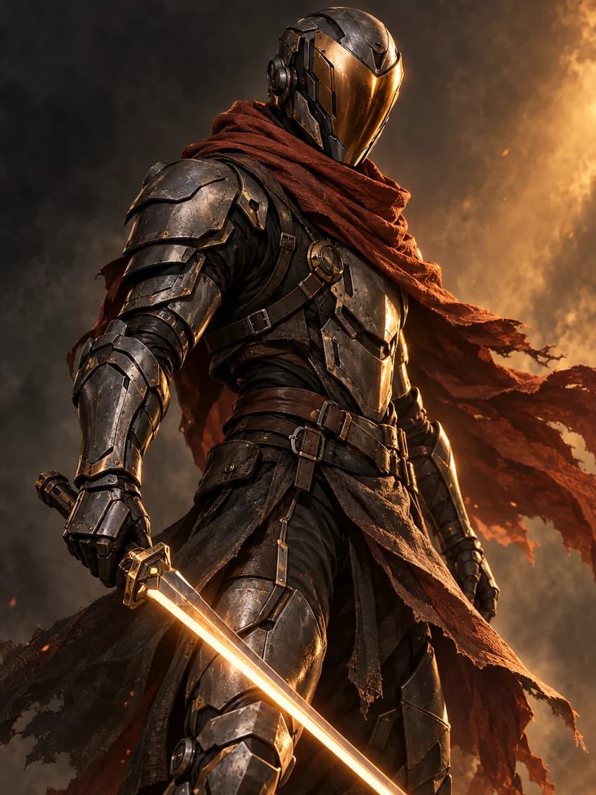 Original illustration of an armored duelist