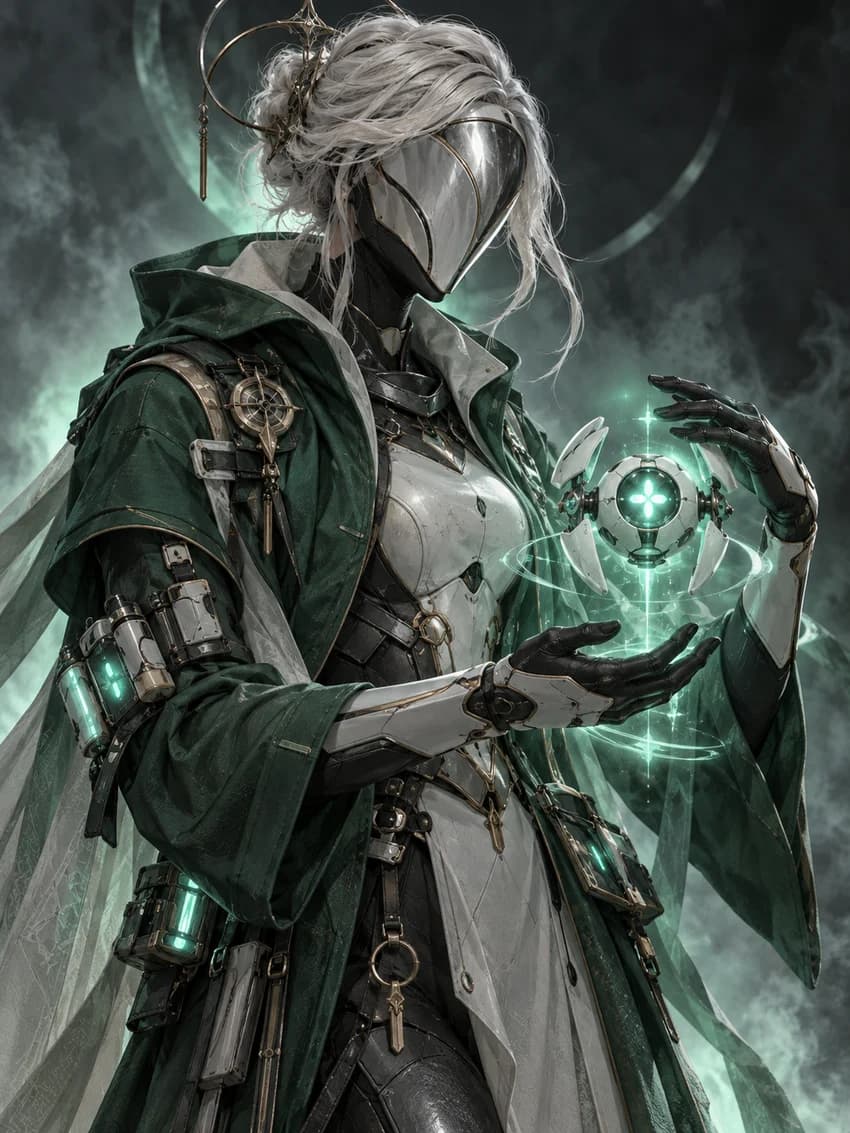Original illustration of a futuristic support specialist